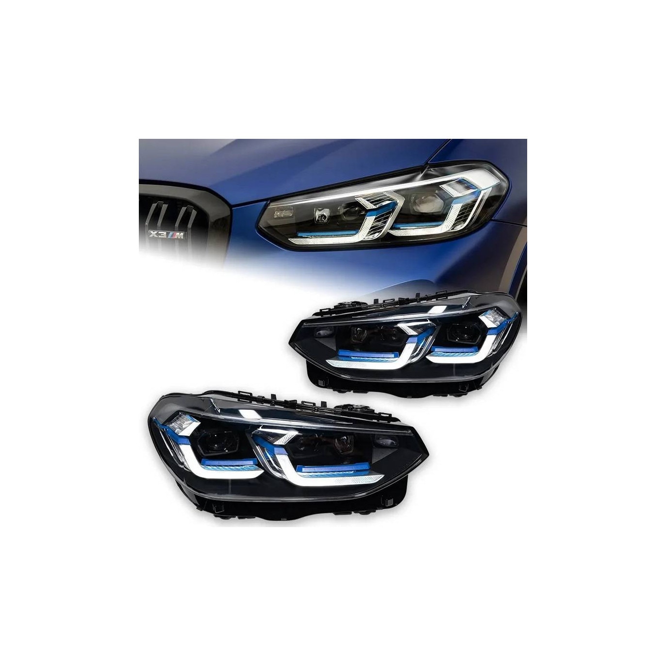 Set 2 Faruri LED Laser Style pentru BMW X3 G01/G08 18-22, Angel Eyes ...