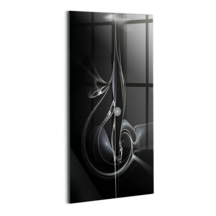 Tablou Sticla, Wallfluent, Abstractia moderna, Negru, 50x100 cm, 010010010170100003283