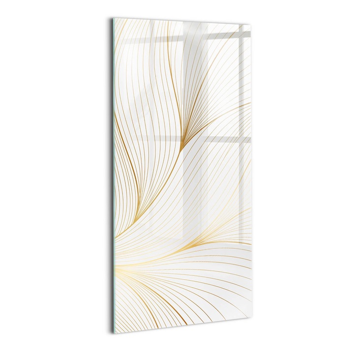 Tablou Sticla, Wallfluent, Model de linii moderne, Galben, 50x100 cm, 010010010170100275120