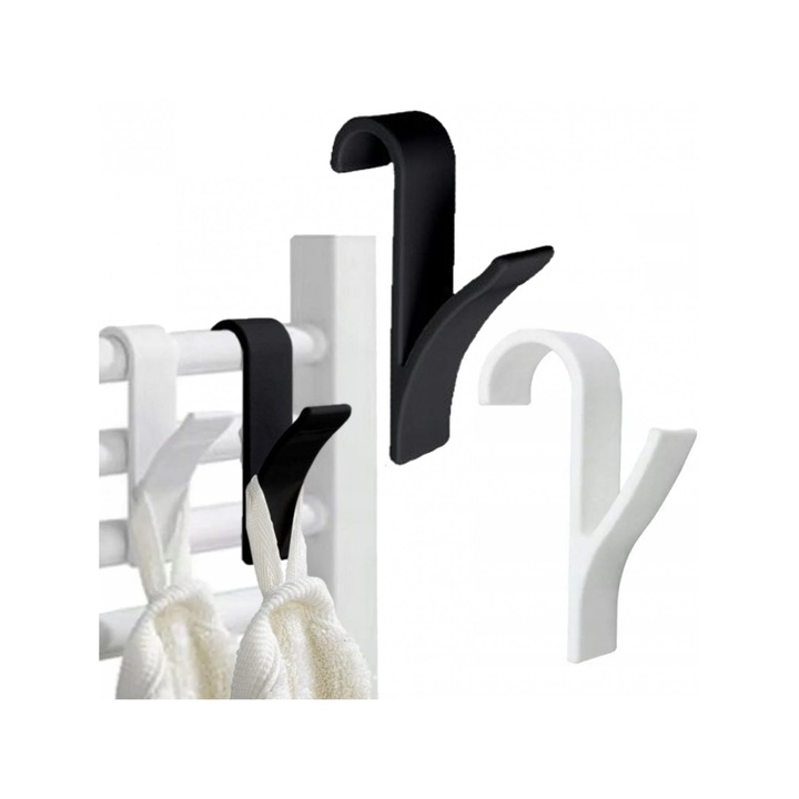 Set 2 suporturi haine PrzydaSie.pl, universal, alb/negru, 9.5x2.5x6cm