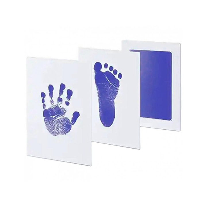 Бебешки комплект за отпечатване на ръце/крачета PrzydaSie.pl, безопасен за деца, син, 12,5x8 см