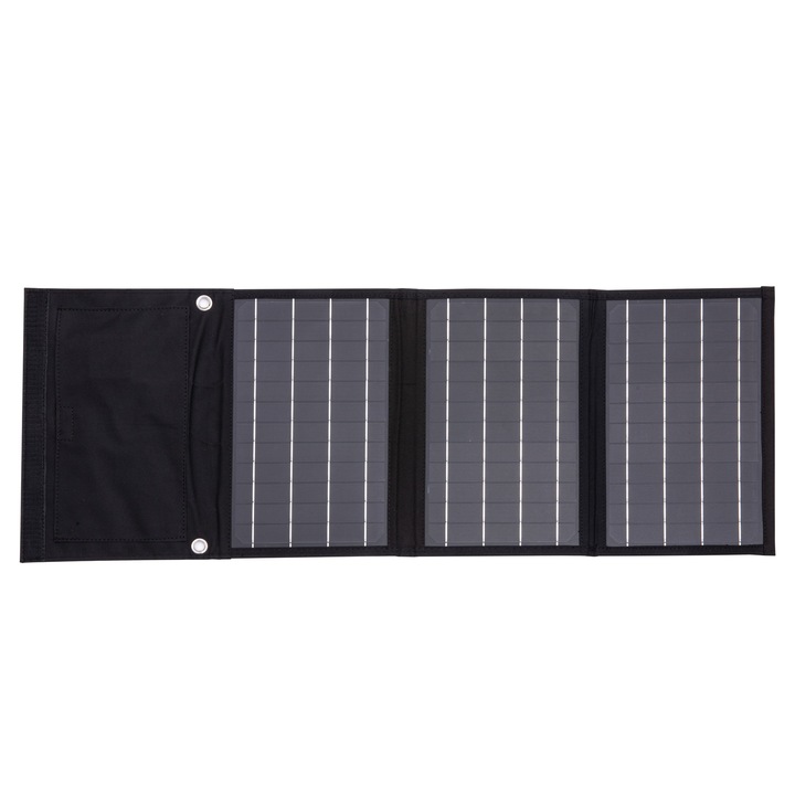 Соларен панел Technaxx TX-207, 21W, Сгъваем, 2 x USB-A, 81 x 29 x 3 см, Черен