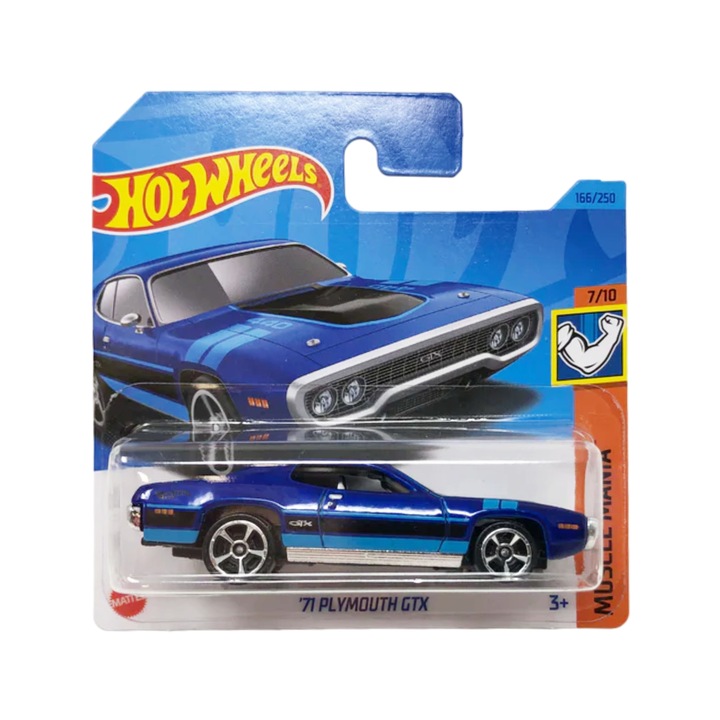 Hot Wheels Plymouth GTX '71 autó, kék, 1:64
