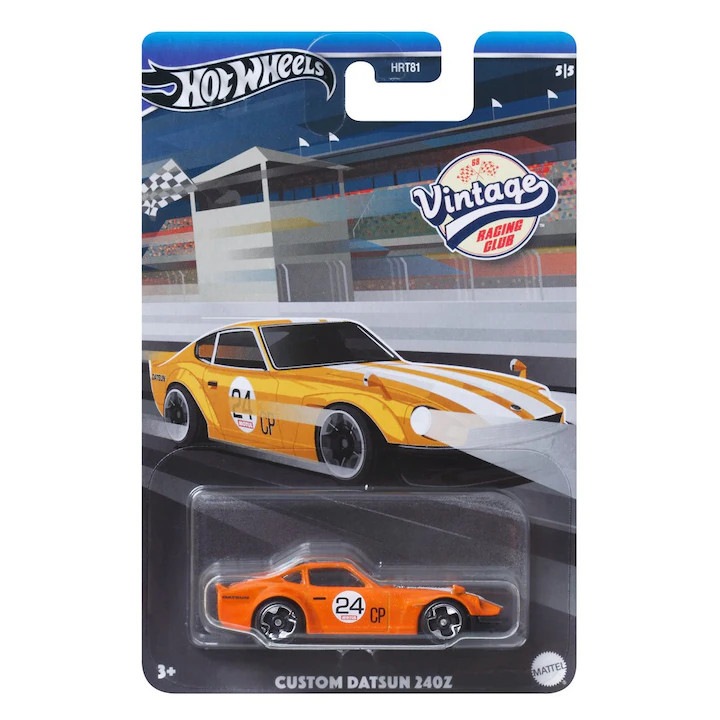 Masinuta metalica Hot Wheels, Custom Datsun 240Z, Vintage Racing Club Mix B, 1:64, Portocaliu