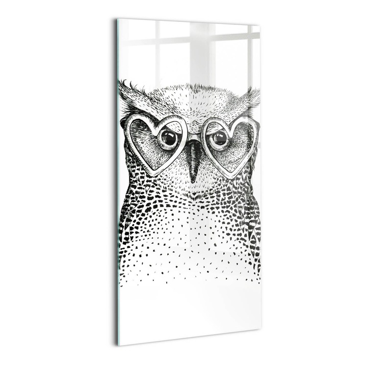 Tablou Sticla, Wallfluent, Ilustratii desenate manual, Alb, Negru, 50x100 cm, 010010010170100075184