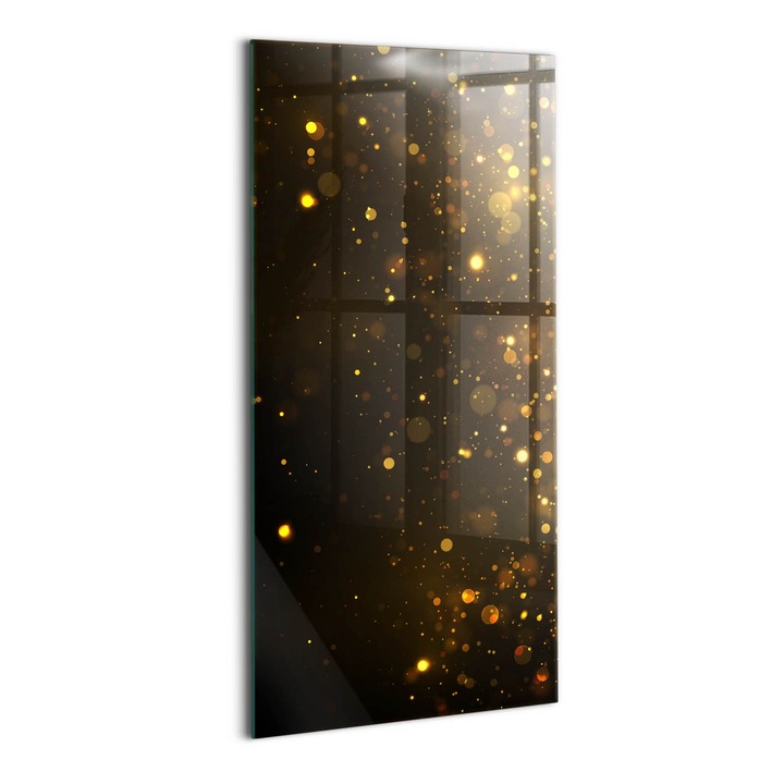 Tablou Sticla, Wallfluent, Sclipici auriu, Negru, 60x120 cm, 010010010200100274495