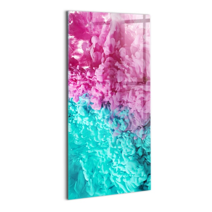 Tablou Sticla, Wallfluent, Arta moderna - pete abstracte, Roz, 50x100 cm, 010010010170100075267