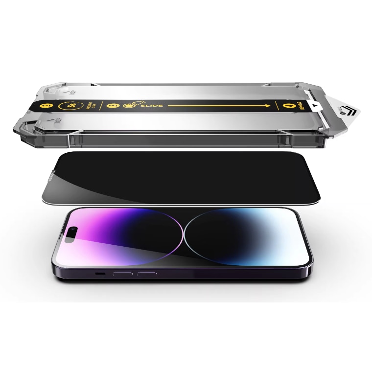 Set 2 Folii PREMIUM Sticla Temperata Transparenta HD Black Edge, Compatibil cu iPhone 15 Pro, Instalare usoara cu EASYAPP pentru indepartarea prafului, Anti-zgarieturi, Anti-amprenta, Anti-soc, Anti-ulei, Anti-orbire