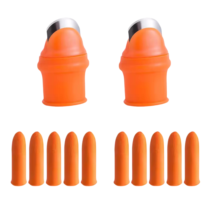 Комплект от 2 напръстника с острие за рязане и почистване на зеленчуци и плодове, съвместими за градинарство, с 10 предпазителя за пръсти, мъжки размер, enkourakoko®