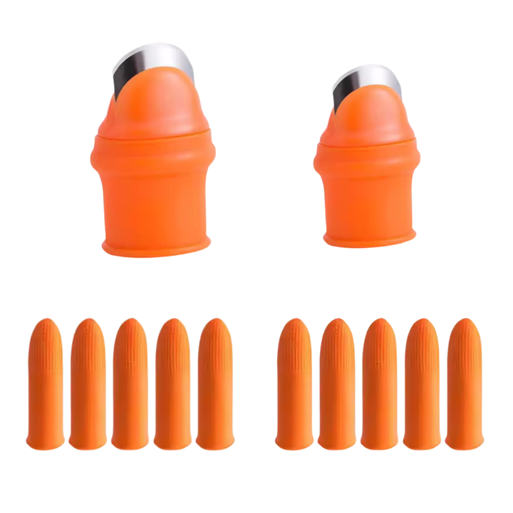 Комплект от 2 напръстника с острие за рязане и почистване на зеленчуци и плодове, съвместими за градинарство, с 10 предпазителя за пръсти, размер за жени и мъже, enkourakoko®