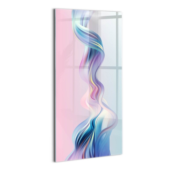 Tablou Sticla, Wallfluent, Element de curgere a lichidului, Roz, 70x140 cm, 010010010250100075352