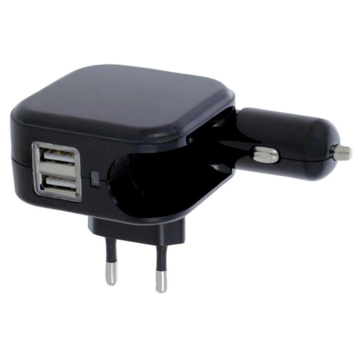 Incarcator universal 2 in 1 pentru casa si masina Q-link, 2 x USB, 2.1 A