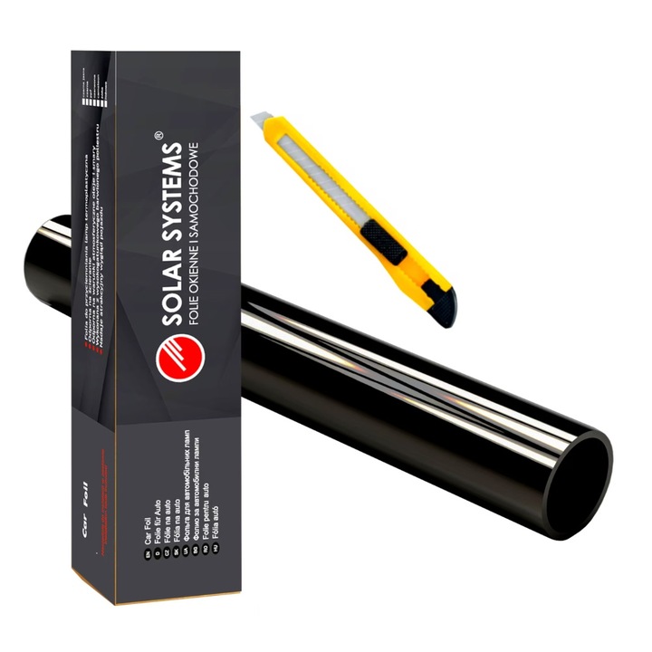 Hőre zsugorodó autóablakok színező fólia 50cmx3m, fekete 65%, napelemes rendszerek