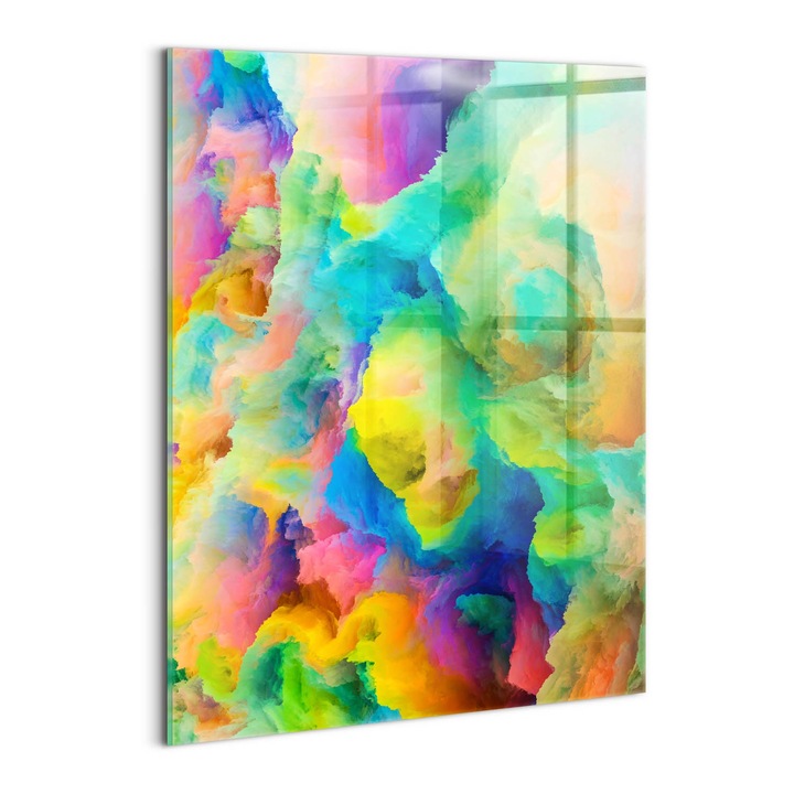 Tablou Sticla, Wallfluent, Textura fractala, Multicolor, 60x80 cm, 010010010230100074660