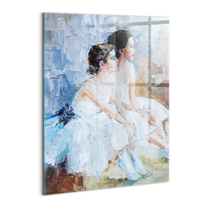 Tablou Sticla, Wallfluent, Tinere balerine, Albastru, 60x80 cm, 010010010230100075032
