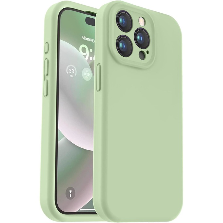 Telefontok, Apple iPhone 15 Pro Max készülékkel kompatibilis, szilikon, kameravédelem, karcolásgátló, zöld