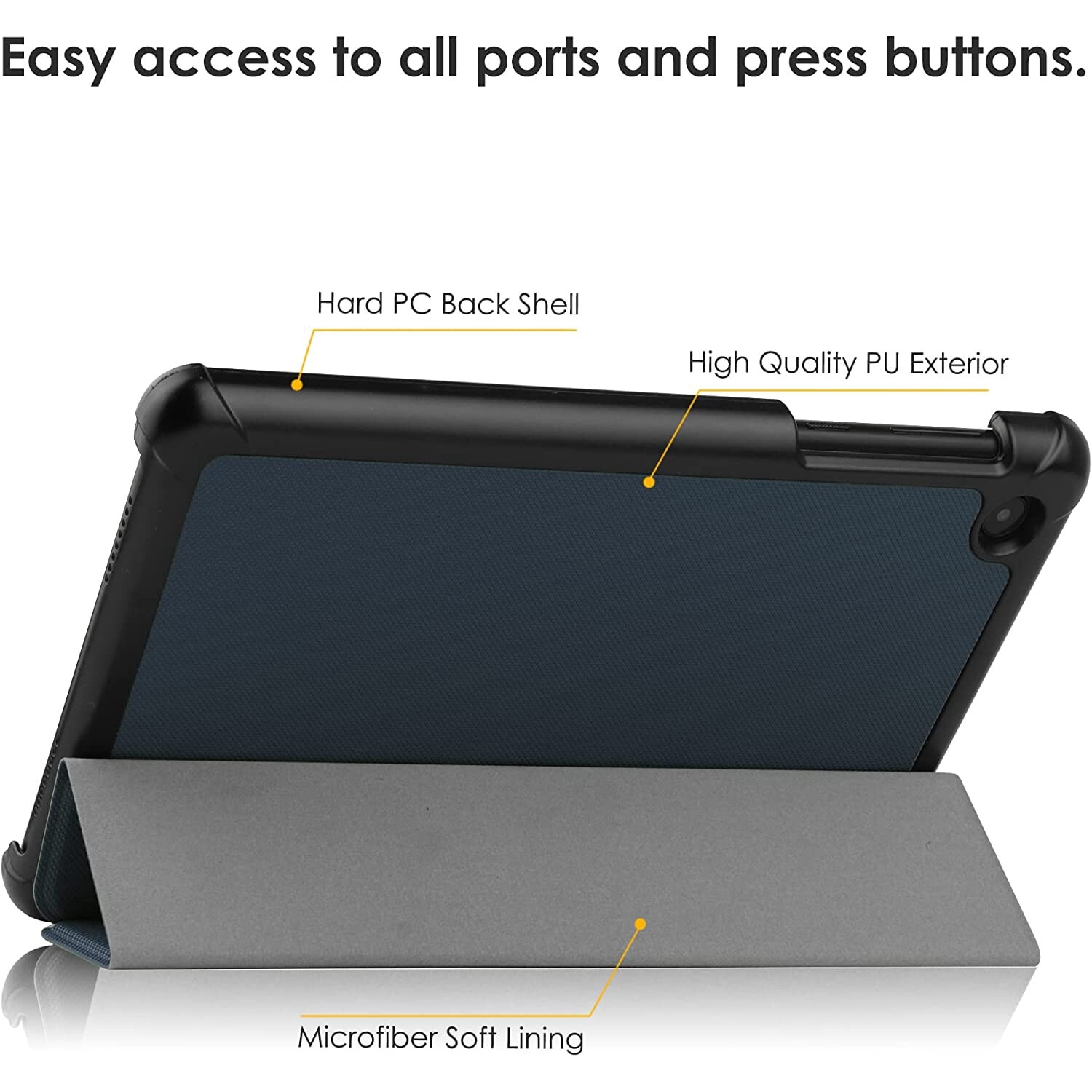 Husa Slim Sigloo, Smart Cover, Trifold, pentru tableta Xiaomi Mi Pad 5, Mi Pad 5 Pro, Dark Blue