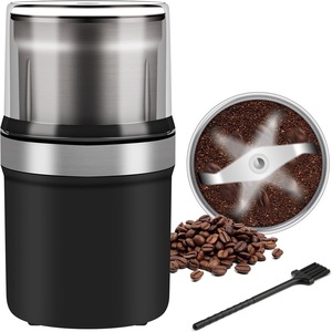 Rasnita de Cafea, Electrica, Latauar, 200 W, Lame din Otel Inoxidabil, Granulatie Reglabila, Bol Detasabil, Capacitate 100 g, Silentioasa, Negru