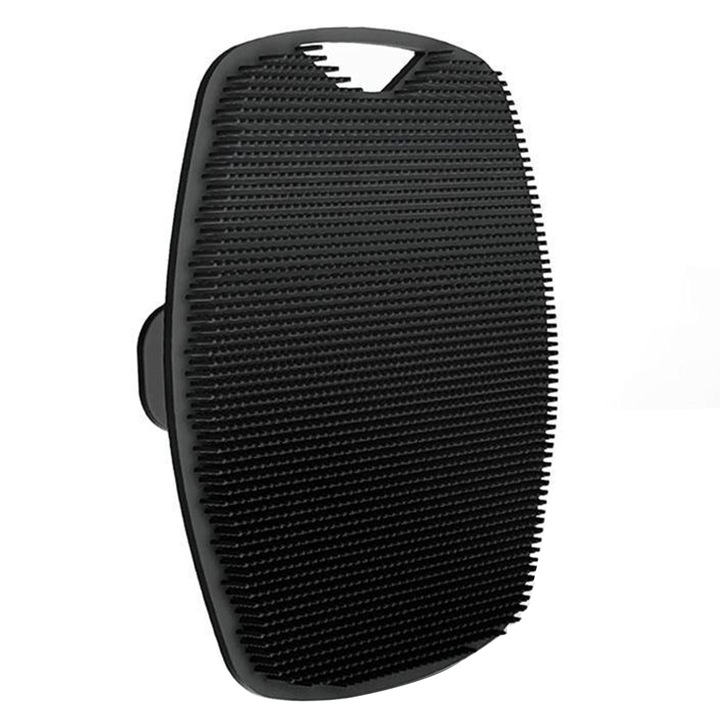 Четка за тяло, Zggzerg, мека, устойчива на износване, тънка и лека, преносима, за почистване на кожата, ежедневна грижа, ексфолиране и масаж, подходяща за всички типове кожа, силикагел, 12 см x 9 см x 2,5 см, черна