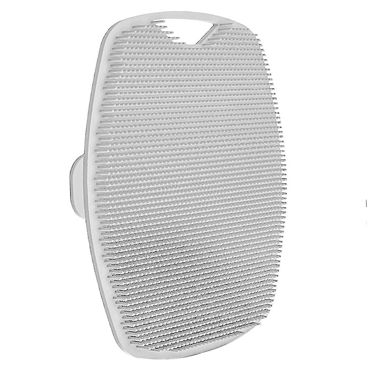 Четка за тяло, Zggzerg, мека, устойчива на износване, тънка и лека, преносима, за почистване на кожата, ежедневна грижа, ексфолиране и масаж, силикагел, 12 см x 9 см x 2,5 см, сив