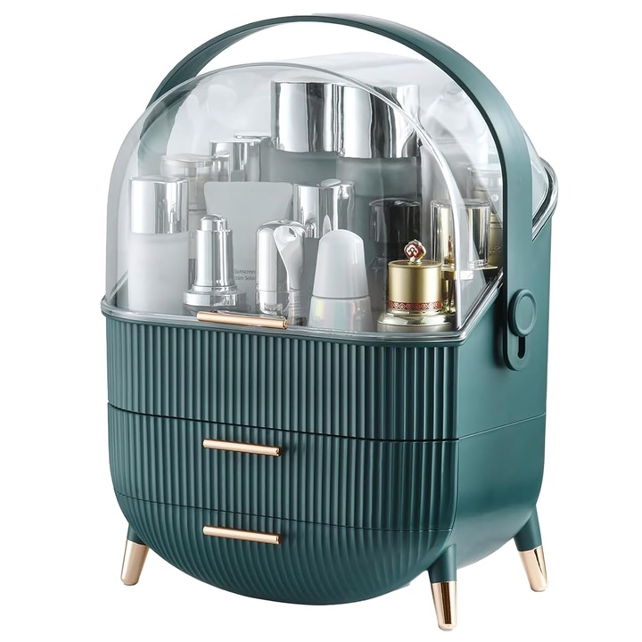 Органайзер за козметика, GALAXIA® VINTAGE, Водоустойчив, Чекмеджета, Зелен