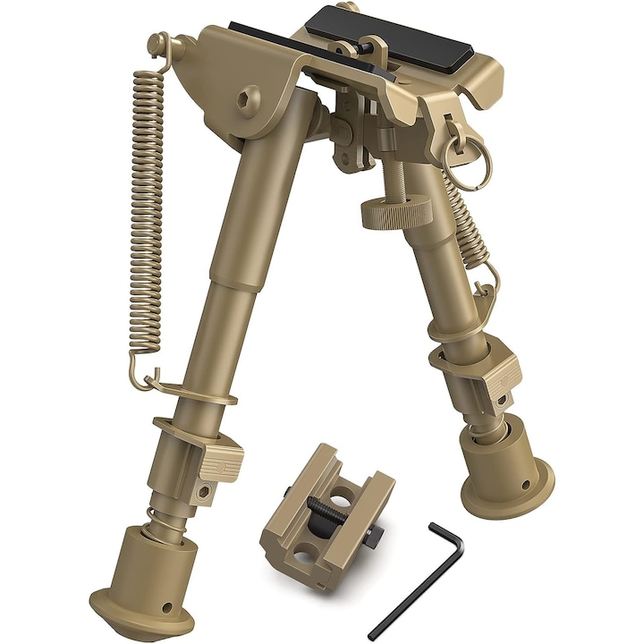 Bipod pliabil, GOSTOCK®, Adaptor, 6-9inch, Aluminiu, Dark Earth