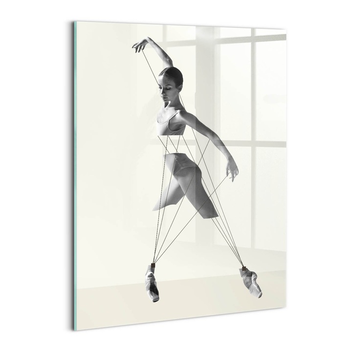 Tablou Sticla, Wallfluent, Dansatoare abstracta, Crem, 60x80 cm, 010010010230100075383