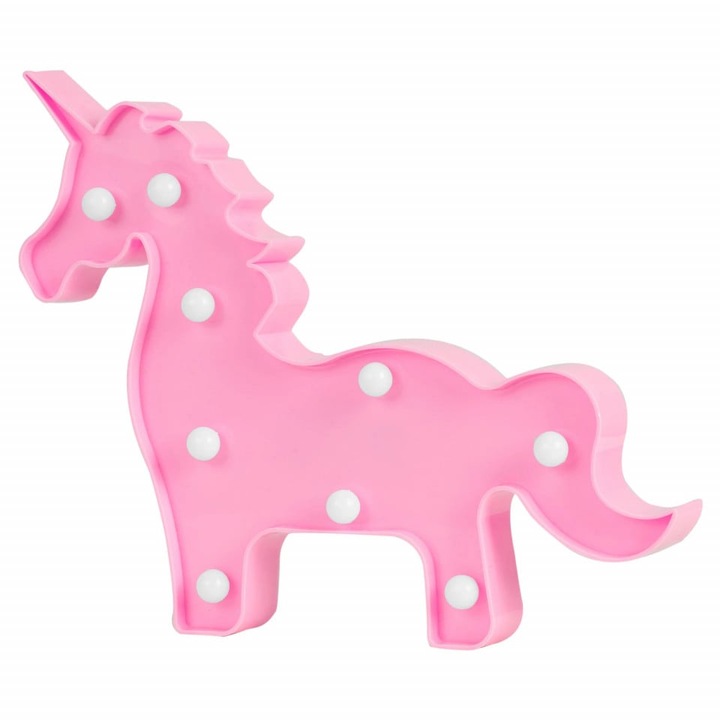 Lampa de veghe, decor pentru camera copilului, 30 x 23 x 3 cm, Nukido, Unicorn Roz