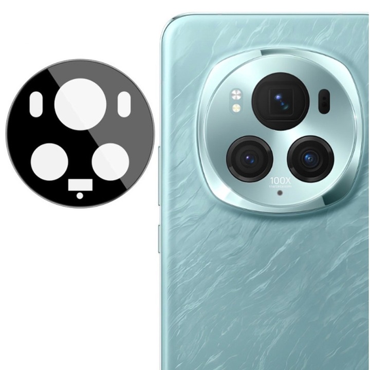 Kameralencsevédő fólia Honor Magic6 Pro-hoz, OPTIM MEGOLDÁS, Biztonságos üveg az objektívhez, Kameravédelem, Clear HD Ultra technológia, erősebb adszorpció, tokbarát, fekete