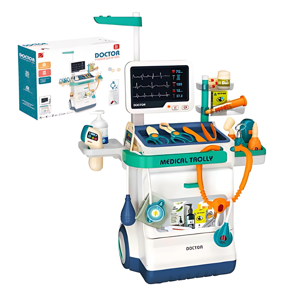 Set carucior medical JOZY® pentru jocuri de copii, interactiv si
