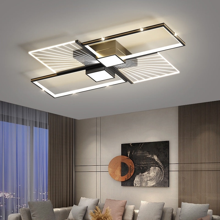 RFAN LED полилей, модел R9070/6, с дистанционно управление, 3 вида светлина, регулируем интензитет, 97 W, черен/златен