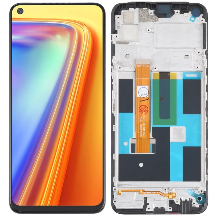 Дисплей за Realme 7 4G RMX2155 RMX2163, IPS, с рамка, Черен, LCD, Touch Screen