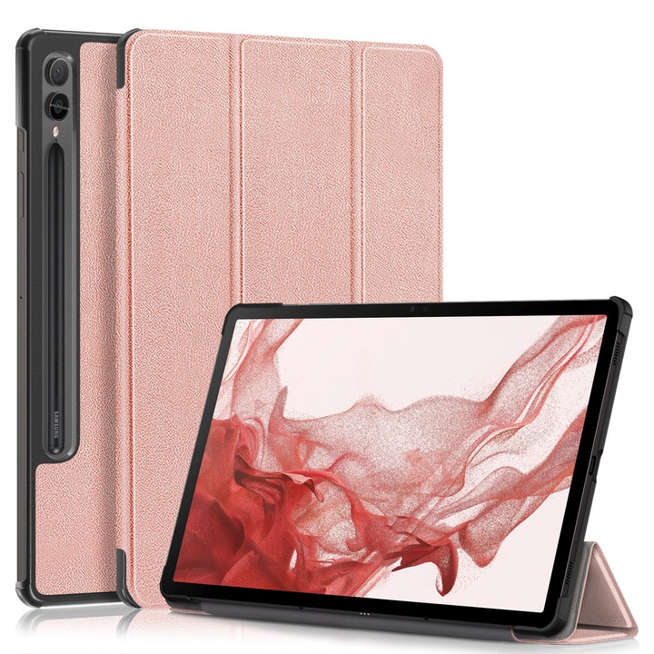 Husa de protectie premium Natty Pell, compatibila cu Samsung Galaxy Tab S9/S9 FE (SM-X710/SM-716B/SM-X718U) - Roz-Auriu