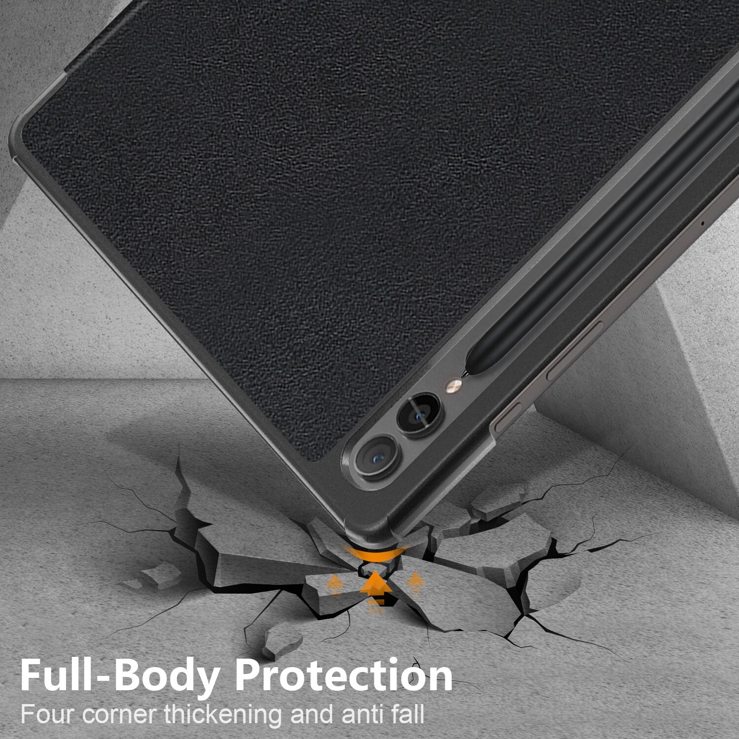 Husa de protectie premium Natty Pell, Compatibila cu Samsung Galaxy Tab S9+/S9 FE Plus - Neagra
