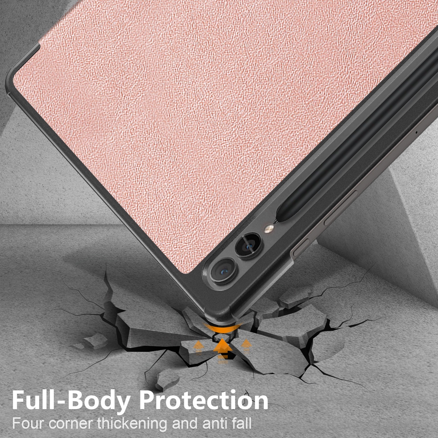 Husa de protectie premium Natty Pell, compatibila cu Samsung Galaxy Tab S9/S9 FE (SM-X710/SM-716B/SM-X718U) - Roz-Auriu