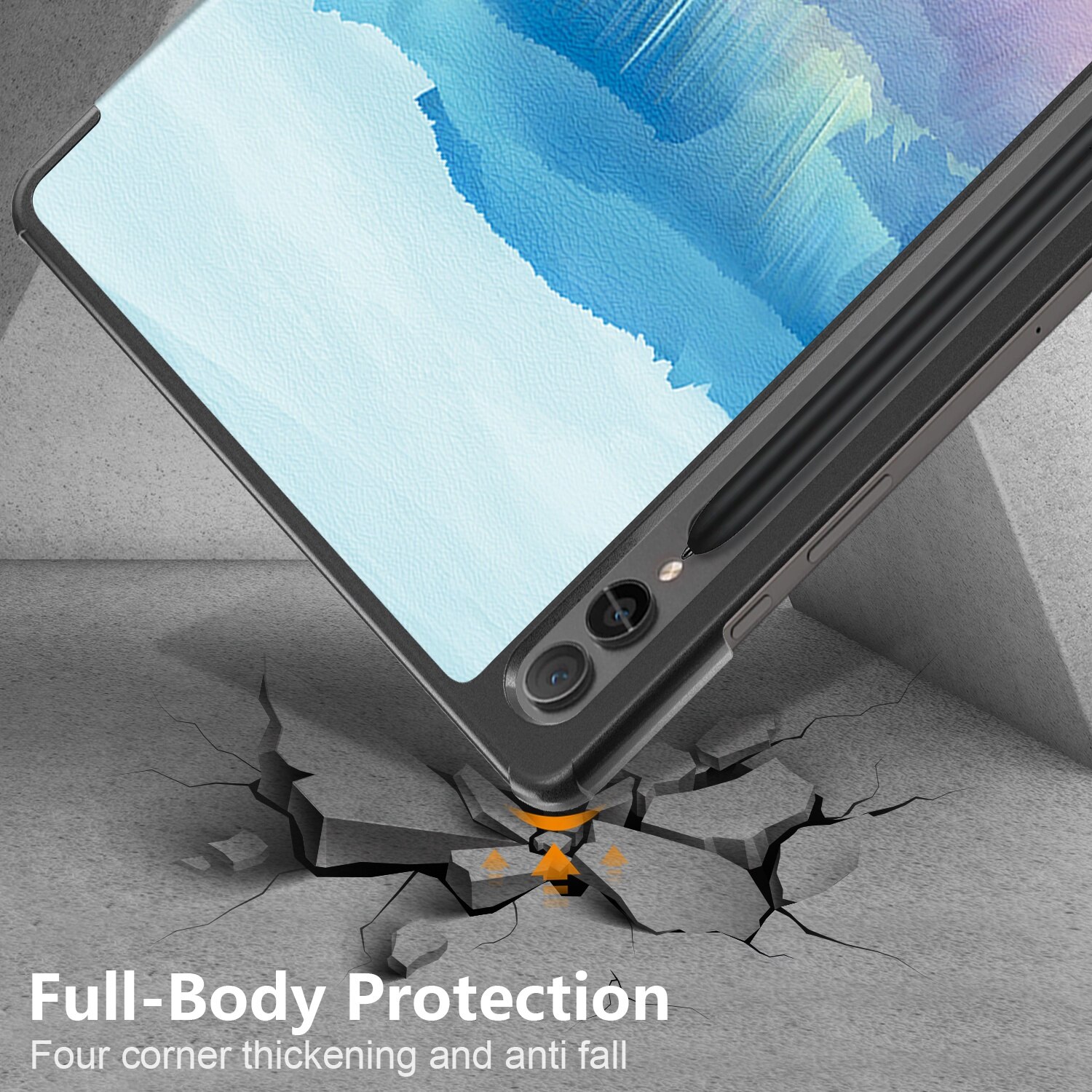 Husa de protectie premium Natty Pell, Compatibila cu Samsung Galaxy Tab S9+/S9 FE Plus - Curcubeu