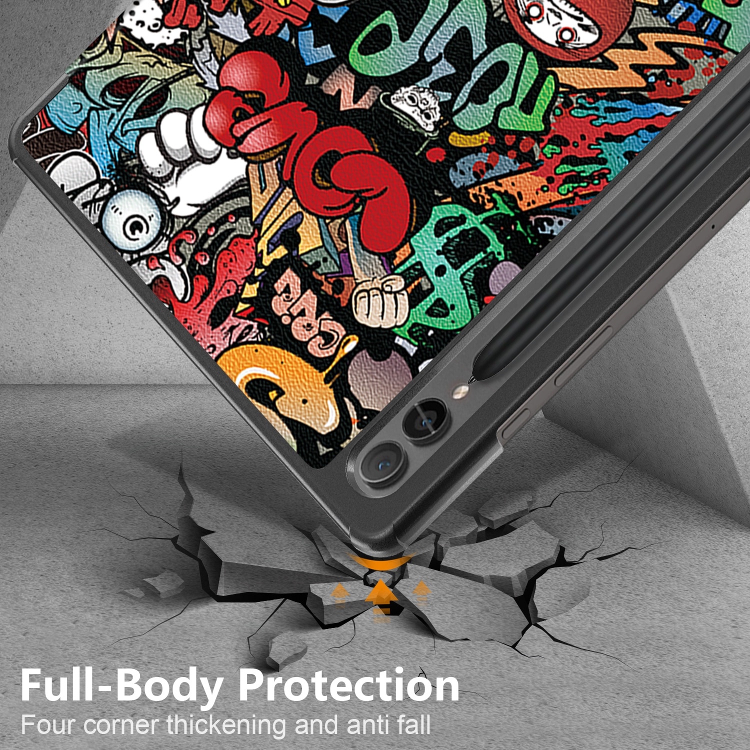 Husa de protectie premium Natty Pell, Compatibila cu Samsung Galaxy Tab S9+/S9 FE Plus - Graffiti