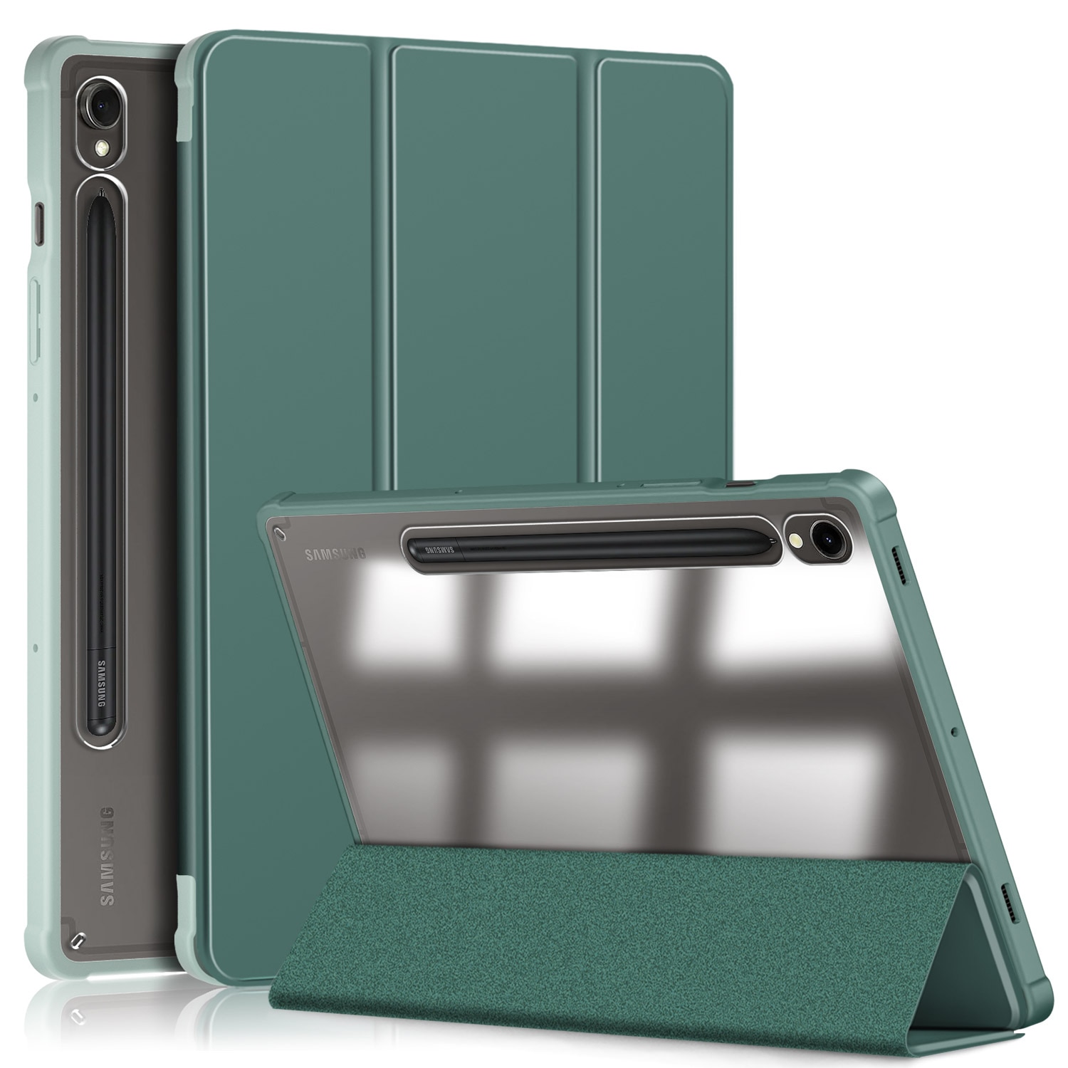 Husa de protectie premium Natty Pell, Compatibila cu Samsung Galaxy Tab S9/S9 FE Acrylic - Verde