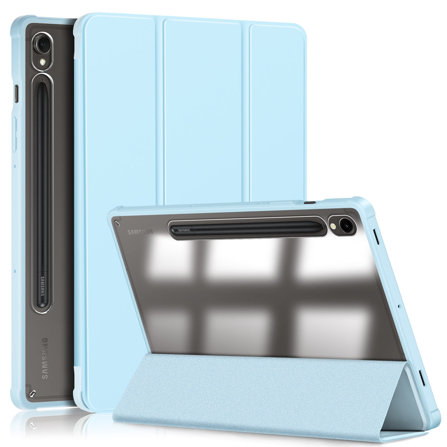 Husa de protectie premium Natty Pell, Compatibila cu Samsung Galaxy Tab S9/S9 FE Acrylic - Albastru Deschis