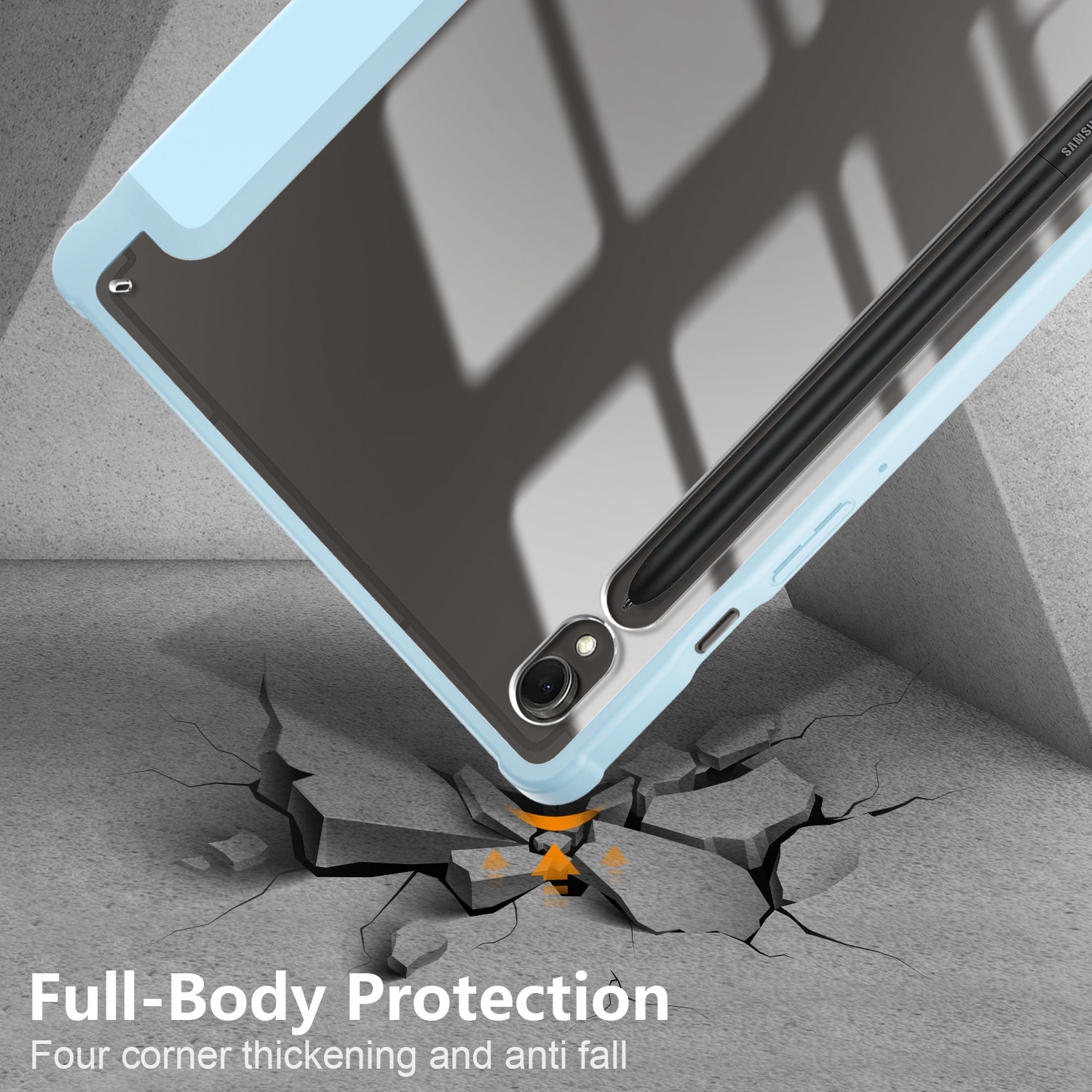 Husa de protectie premium Natty Pell, Compatibila cu Samsung Galaxy Tab S9/S9 FE Acrylic - Albastru Deschis