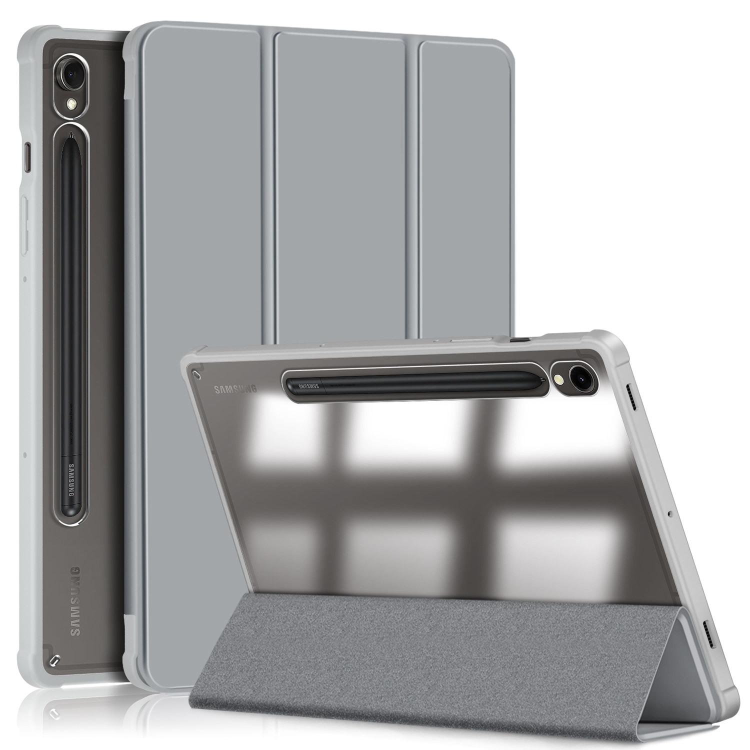 Husa de protectie premium Natty Pell, Compatibila cu Samsung Galaxy Tab S9/S9 FE Acrylic - Gri