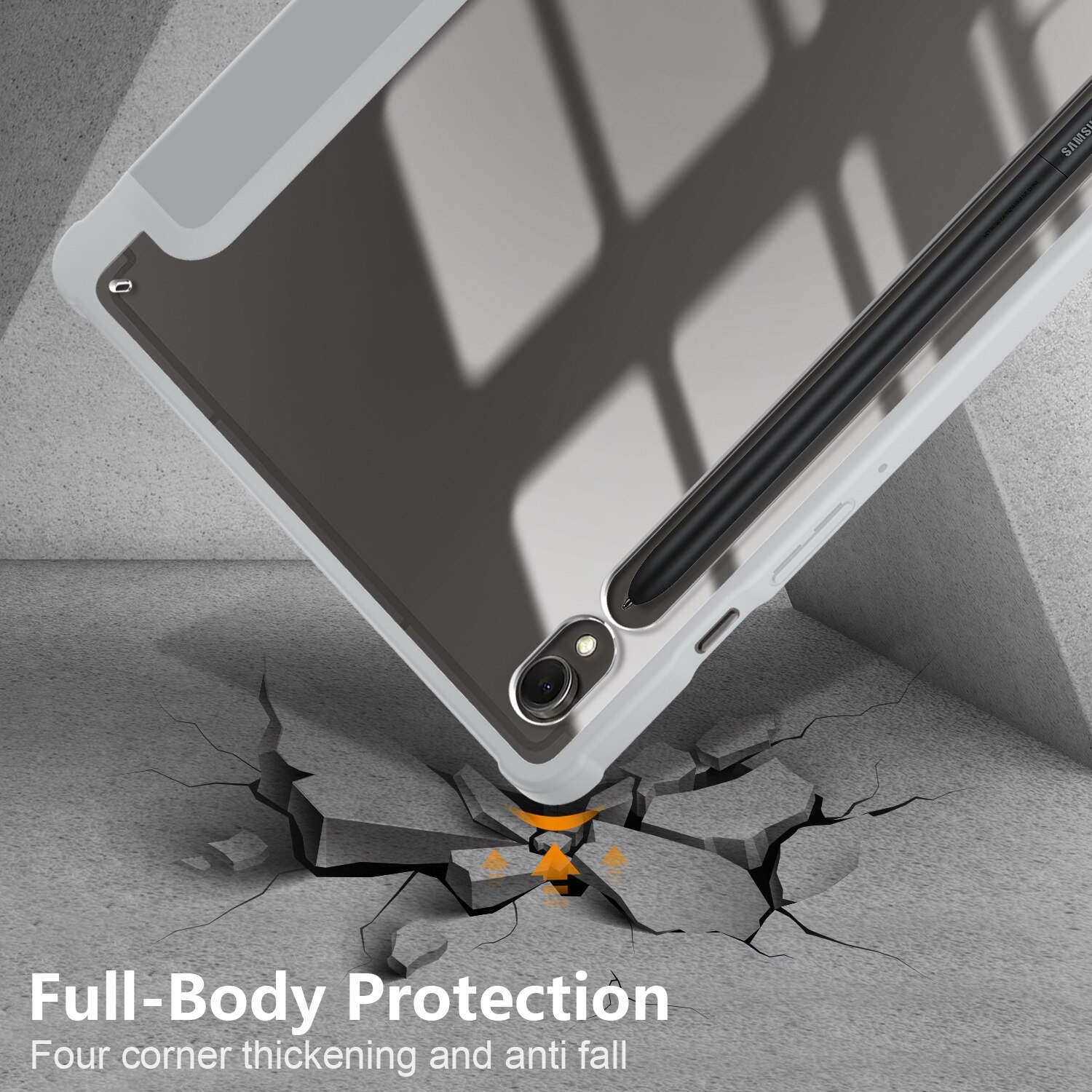 Husa de protectie premium Natty Pell, Compatibila cu Samsung Galaxy Tab S9/S9 FE Acrylic - Gri