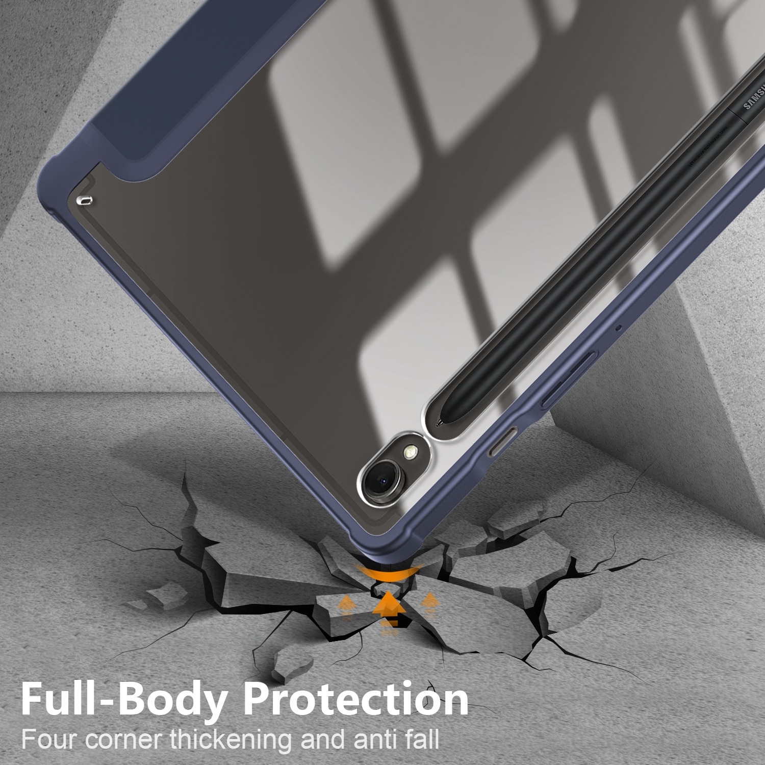 Husa de protectie premium Natty Pell, Compatibila cu Samsung Galaxy Tab S9/S9 FE Acrylic - Albastru