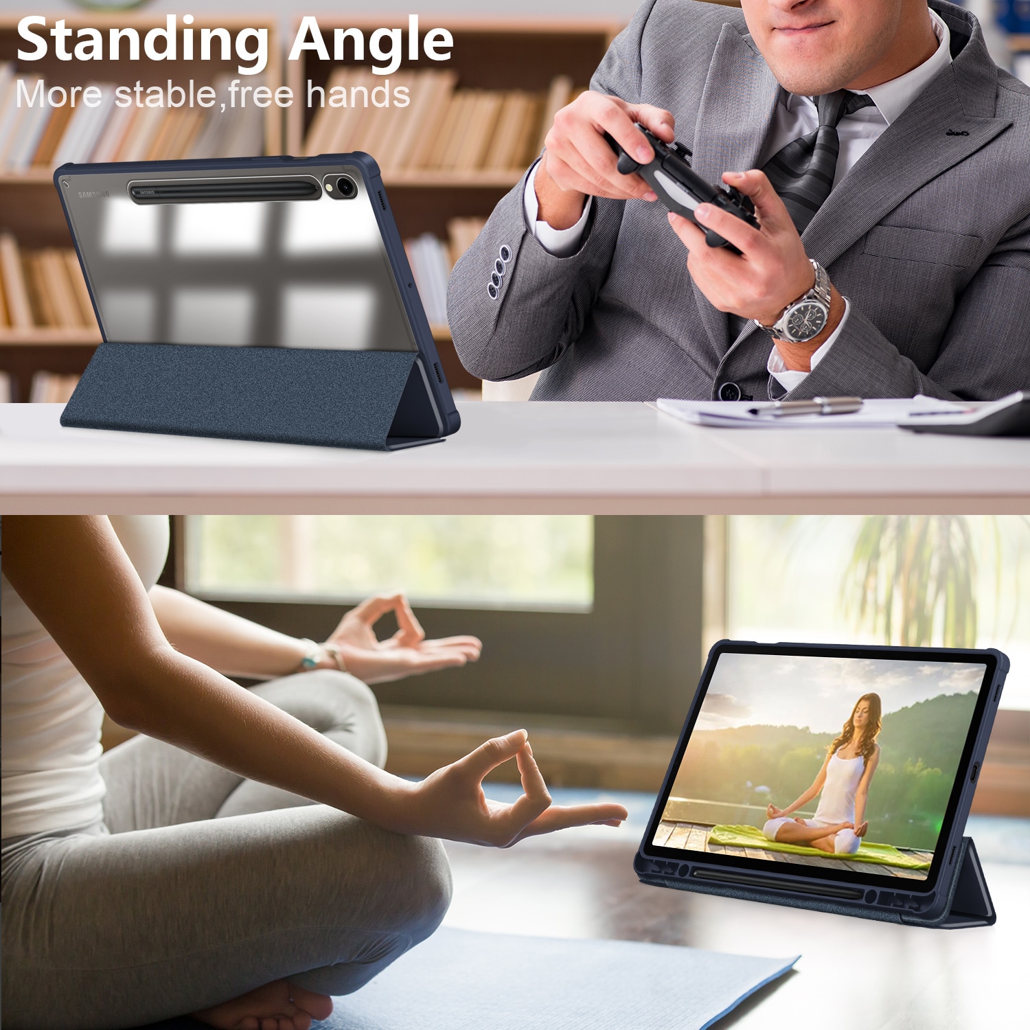 Husa de protectie premium Natty Pell, Compatibila cu Samsung Galaxy Tab S9/S9 FE Acrylic - Albastru