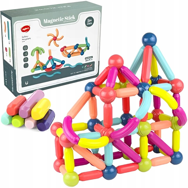 Set de constructie M.Toys Magnetic Sticks, 40 piese, multicolor