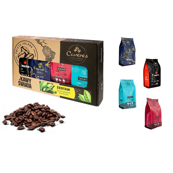 Kávébabkészlet, frissen pörkölt, /kávébabok 4 x 250 g-os ajándékkészlet