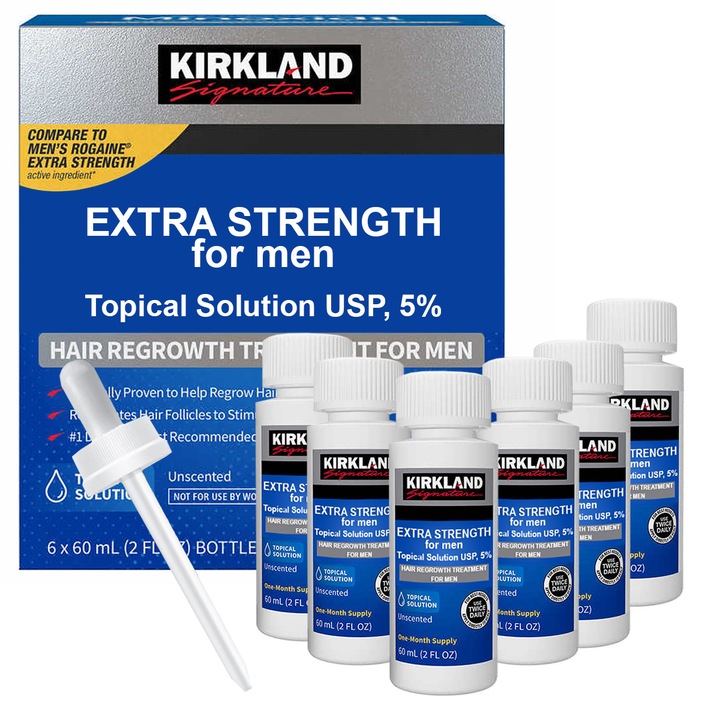 Разтвор против косопад, Perrigo, Kirkland Signature, 1x включена пипета, Лечение 6 месеца, 6 X 60 гр