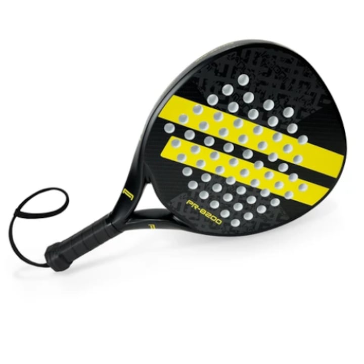 Racheta padel, Ianoni PR-8200, constructie carbon, neagra cu galben