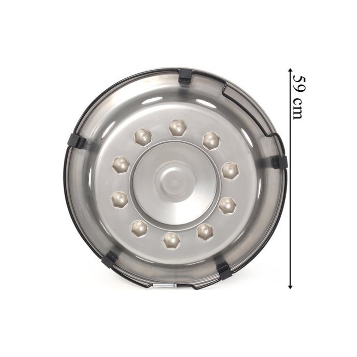 Capac roata din inox, Lamiro, cu protectii, spate, model concav