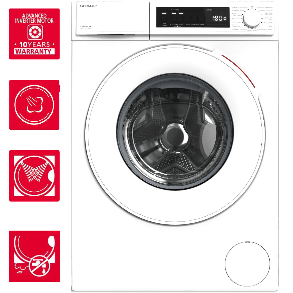 Masina de spalat rufe Sharp ESNFW 612 CWBDE, 6 kg 1.400 rpm